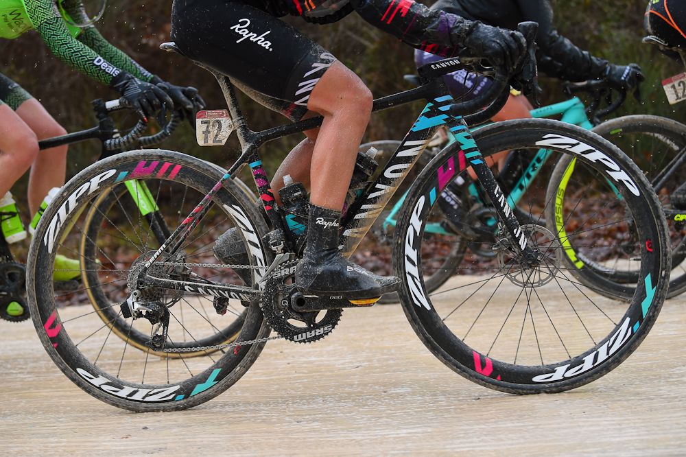 A Canyon-SRAM rider in the mud of Strade Bianche