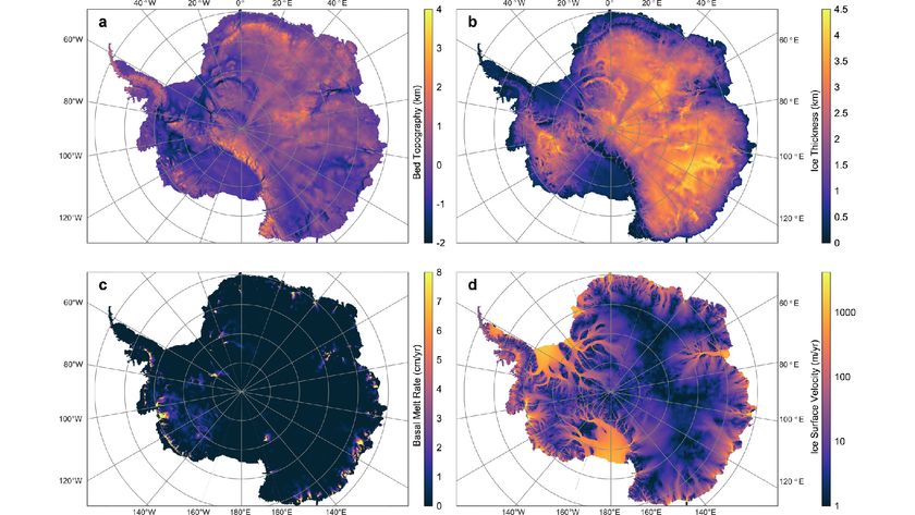 A diagram showing ice levels in Antarctica