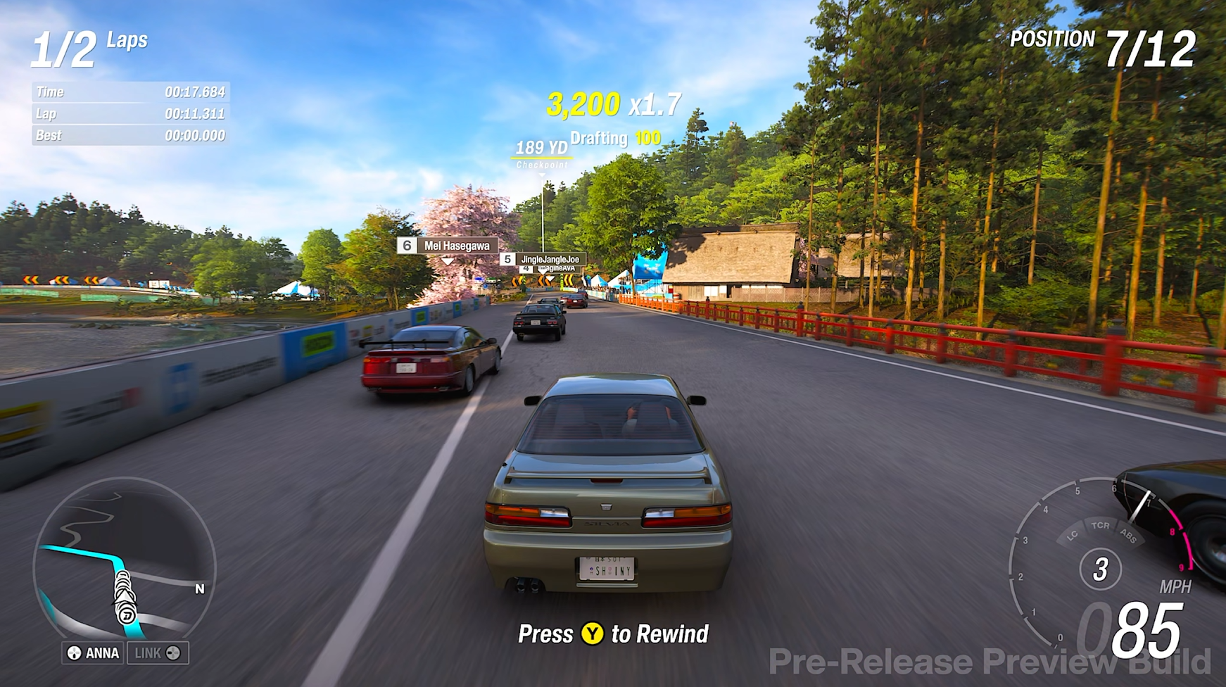 Competing in a road race in the Forza Horizon 6 preview build.