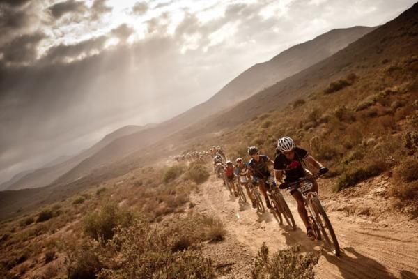 Riders make their way through the Breede River crossing