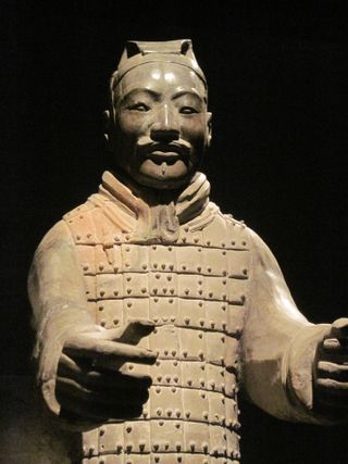 An army of clay warriors guards the tomb of China's first emperor, Qin Shi Huang, who died in 210 BC. The tomb is still under excavation near Xi'an, China.