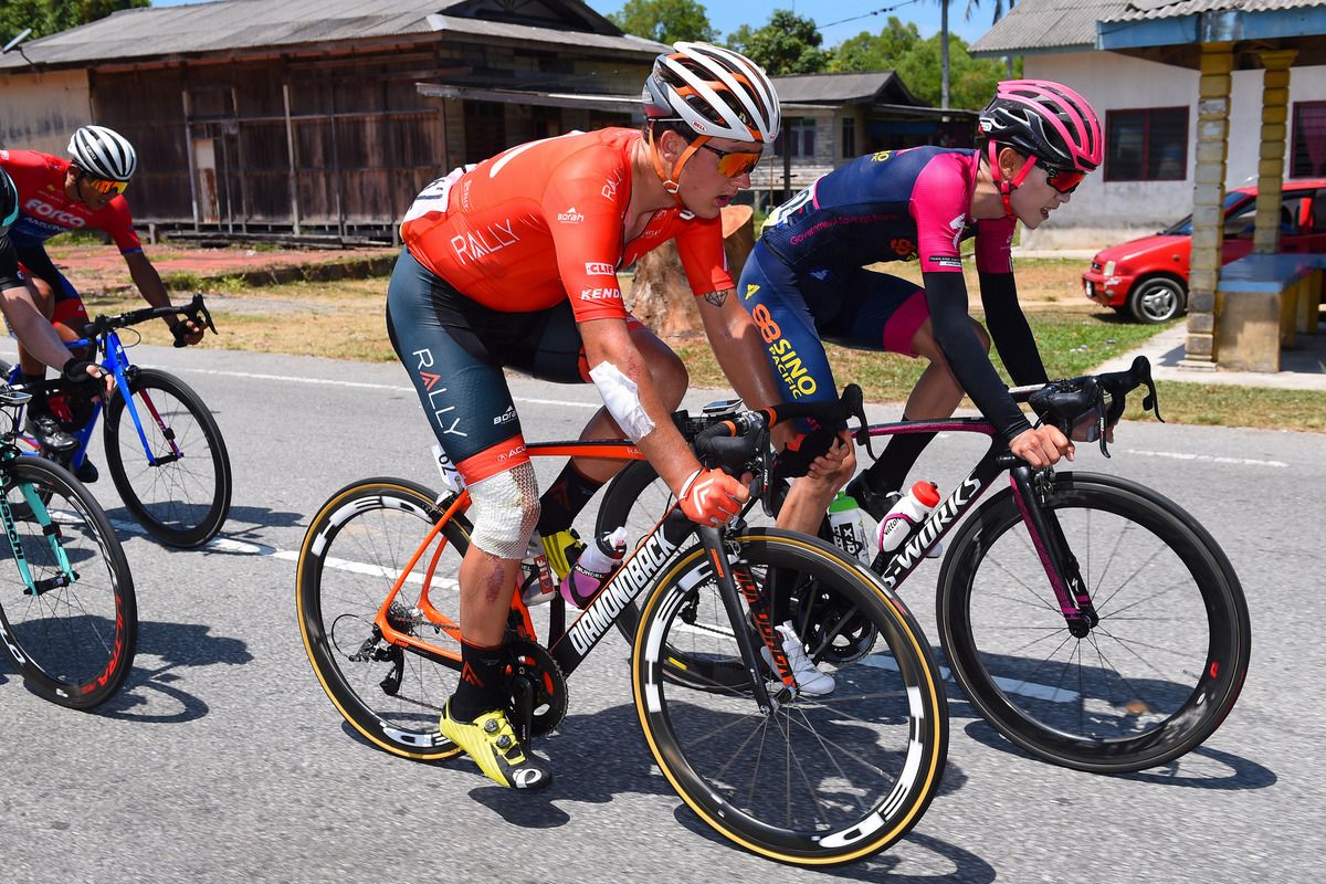 Adam De Vos (Rally Cycling) riding the breakaway