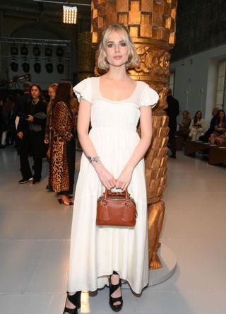 Lucy Boynton attends the Chloe show as part of the Paris Fashion Week in 2021