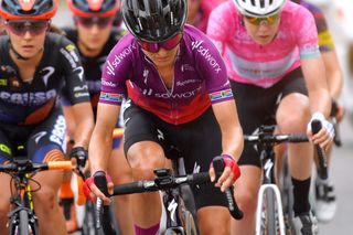 PUEGNAGO DEL GARDA ITALY JULY 08 Ashleigh Moolman Pasio of South Africa and Team SD Worx during the 32nd Giro dItalia Internazionale Femminile 2021 Stage 7 a 1096km stage from Soprazocco di Gavardo to Puegnago Del Garda 219m GiroDonne UCIWWT on July 08 2021 in Puegnago del Garda Italy Photo by Luc ClaessenGetty Images