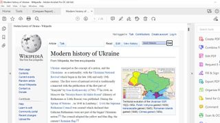 Screengrab of Adobe Acrobat Pro DC showing Wikipedia page on Ukraine