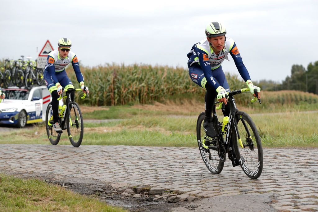 ARENBERG, FRANCE - SEPTEMBER 30: during the 118th Paris - Roubaix 2021 - Training Day 1 / #ParisRoubaix / on September 30, 2021 in Arenberg, France. (Photo by Bas Czerwinski/Getty Images)
