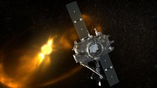 Artist's concept of the STEREO spacecraft observing a coronal mass ejection. When there's no CME to be found, STEREO still gathers images of the background stars.