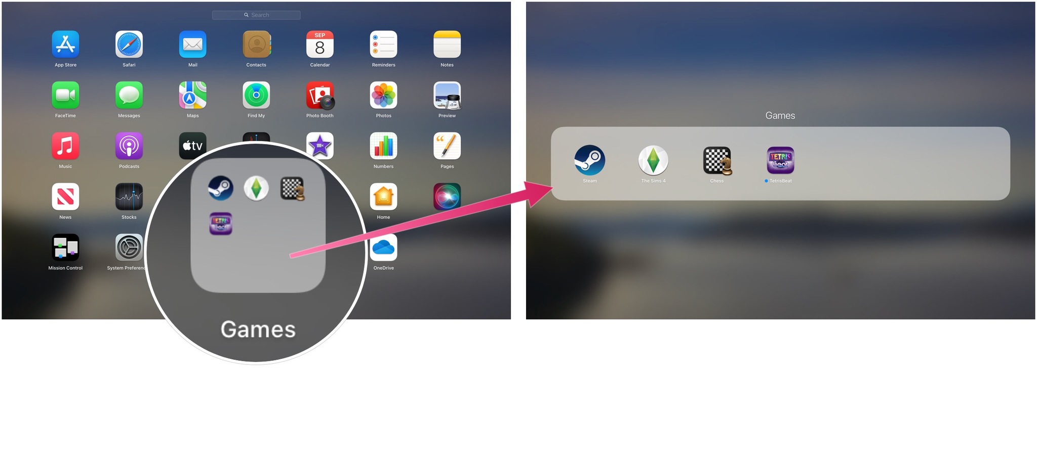 macOS Monterey Launchpad games folder