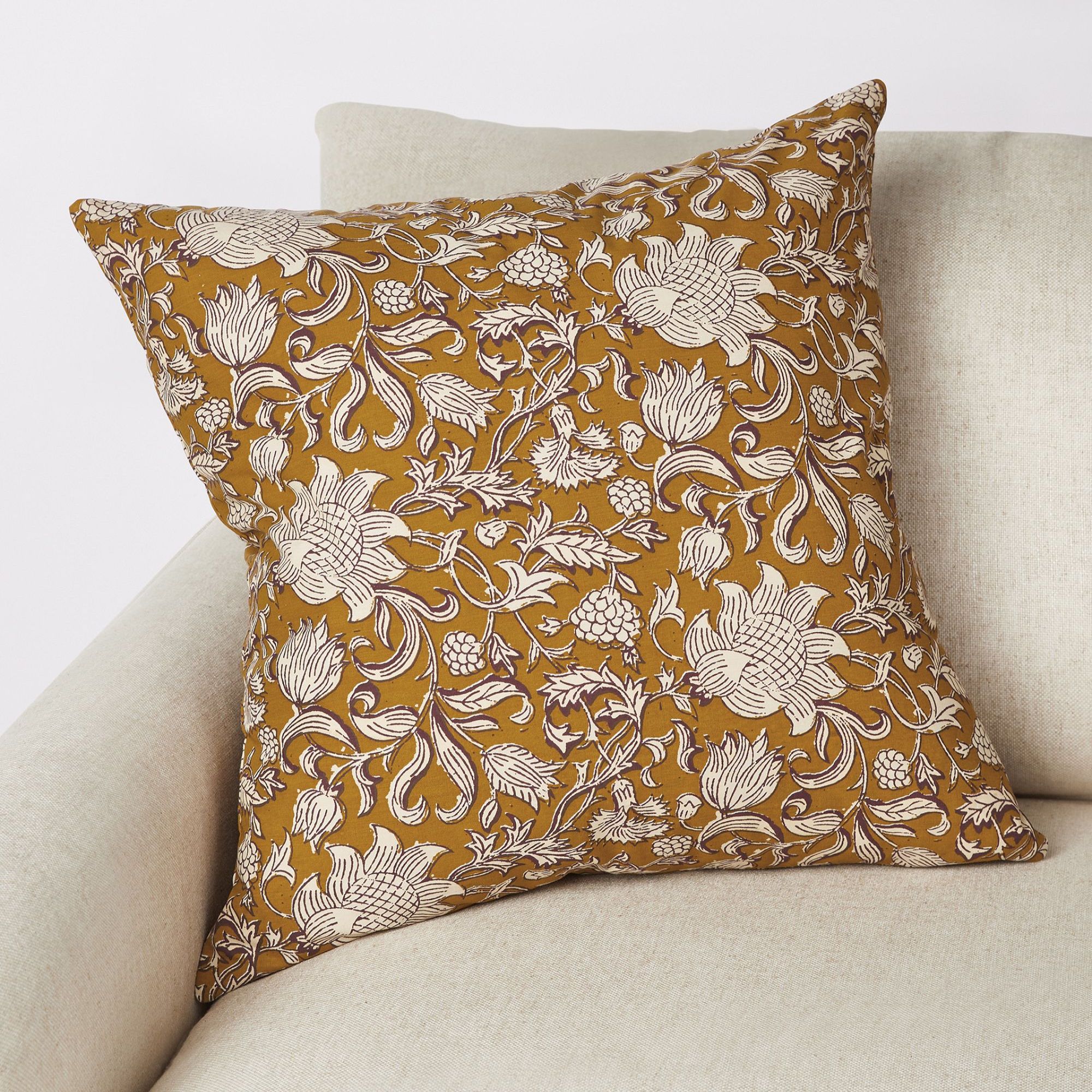 Yellow and white floral pillow cover