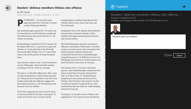 Tweetro implements the Share contract with a brand appropriate design