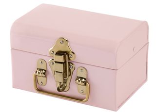 pink trunk storage with white background