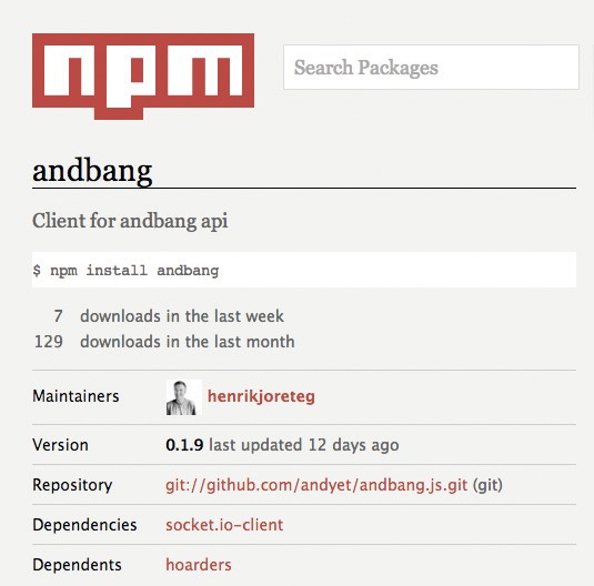 andbang.js makes it so you don't have to worry about establishing and maintaining the API connection. Instead, you can focus on building your app
