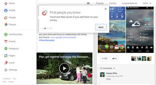 Google Plus overlays instructions to help you get started