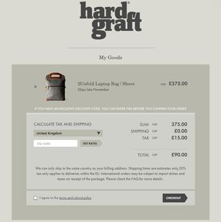 Designer bag story www.hardgraft.com offers a speedy and intuitive path to the checkout