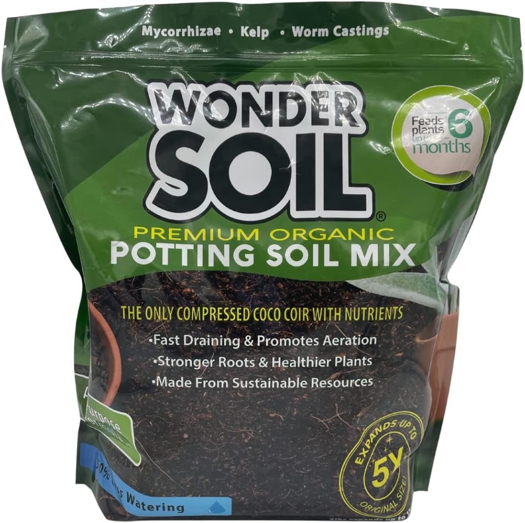 Wonder Soil Organic Potting Soil | Ready to Plant Coco Coir Fully Loaded With Nutrients | 3 Lbs Bag Expands to 12 Quarts of Indoor Outdoor Soil for Gardens &amp;amp; Plants | Incl Worm Castings, Perlite