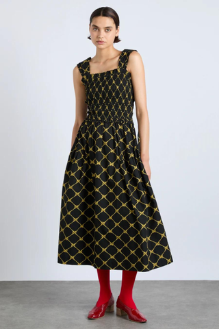 Tish Midi Dress - Black Bow Print