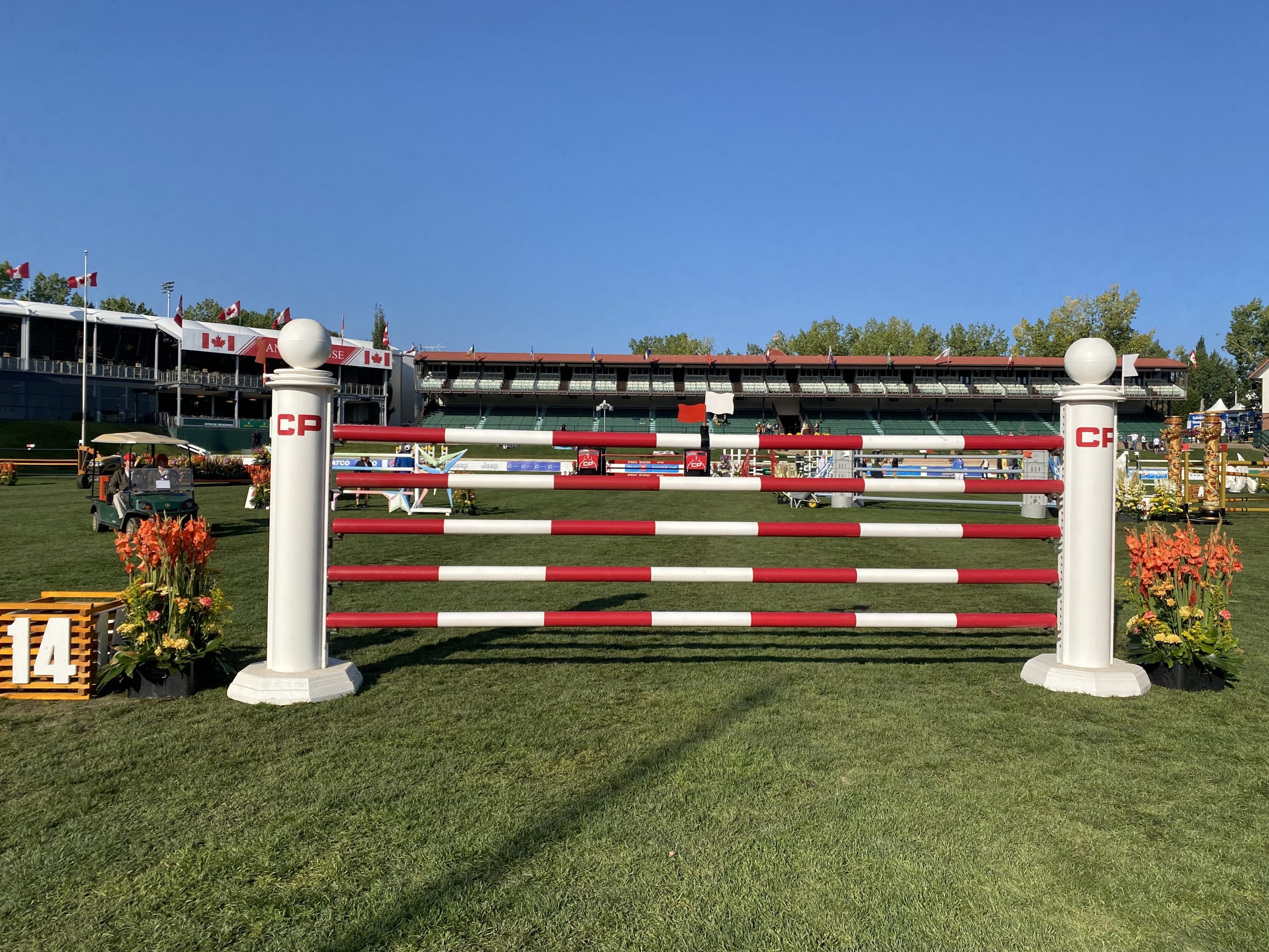 Showjumping fences: the final fence in the CP International grand prix at Spruce Meadows, Canada