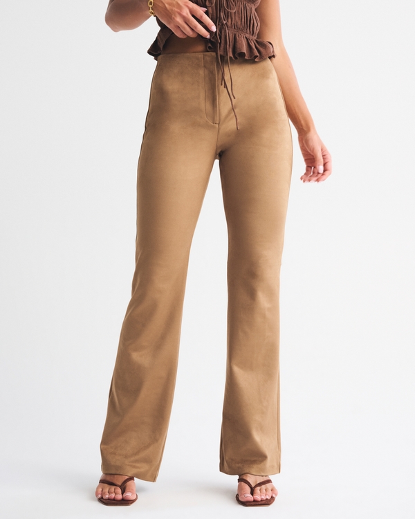 High Rise Slim Boot Vegan Suede Pants.