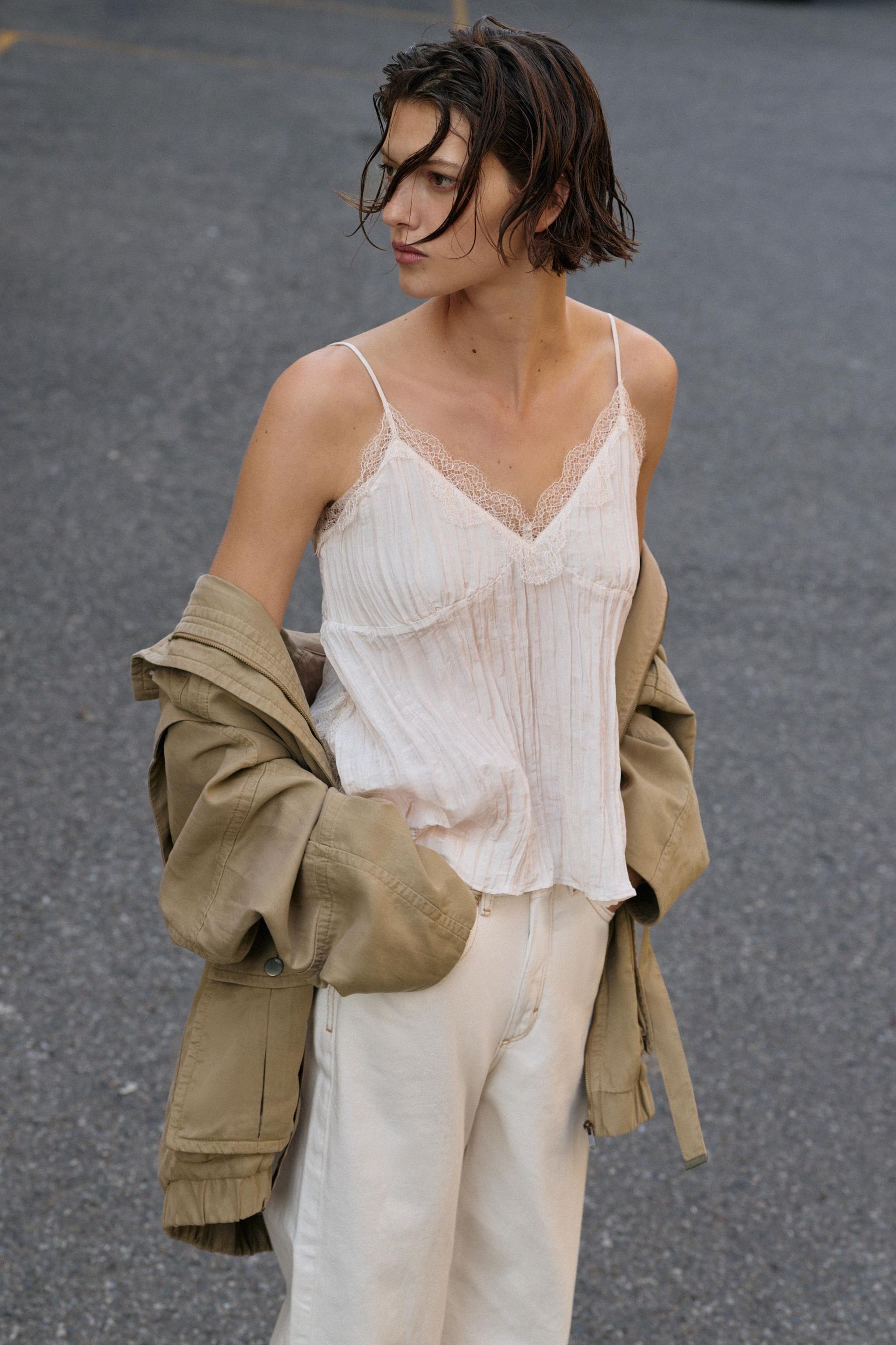 Crinkle-Effect Camisole Top