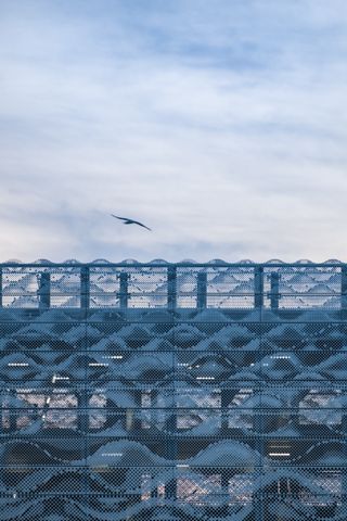 close up of metal screen facade at Sundersea Sunderland car park by Tonkin Liu