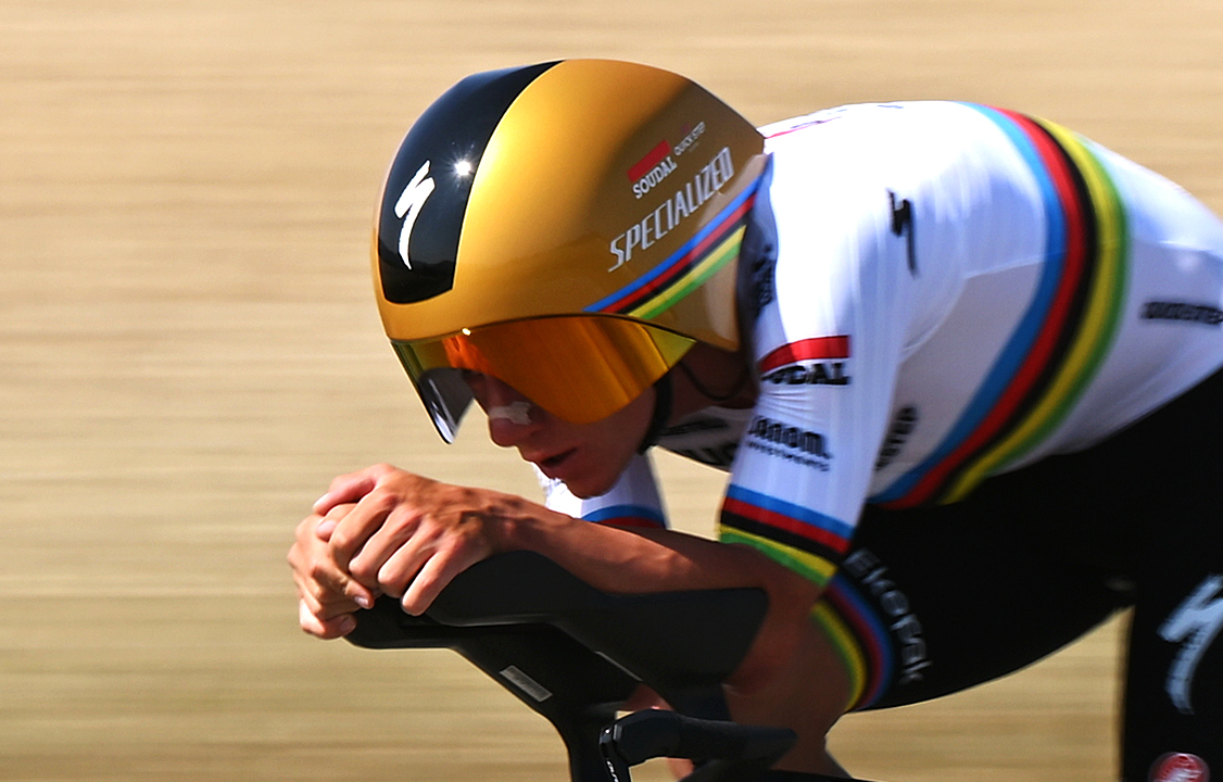 Remco Evenepoel visor at the Dauphiné