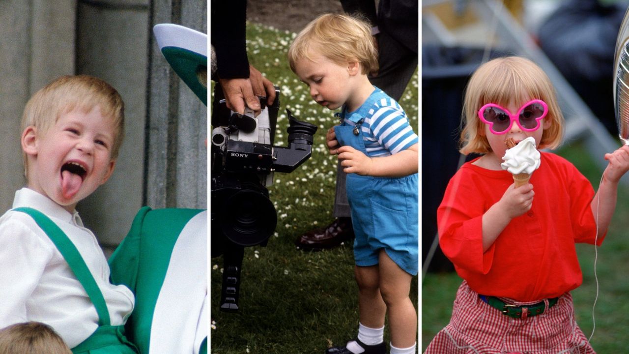 (L-R) Prince Harry, Prince William and Princess Beatrice as children