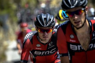 Tejay van Garderen gets help from a teammate during stage 17.