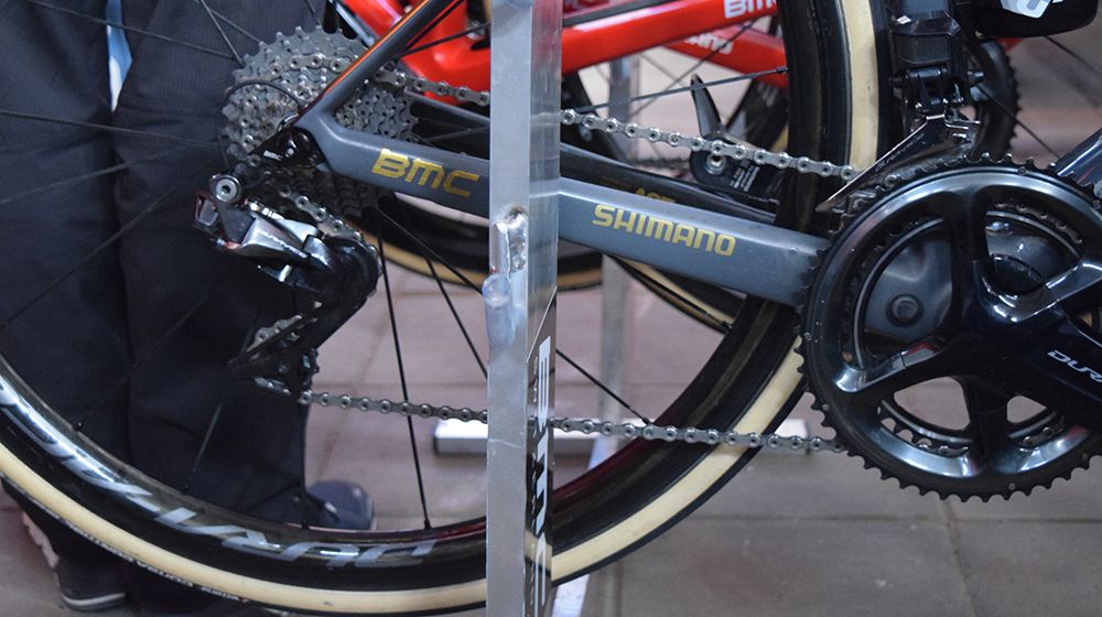 Van Avermaet runs a full Shimano Dura-Ace R9150 groupset