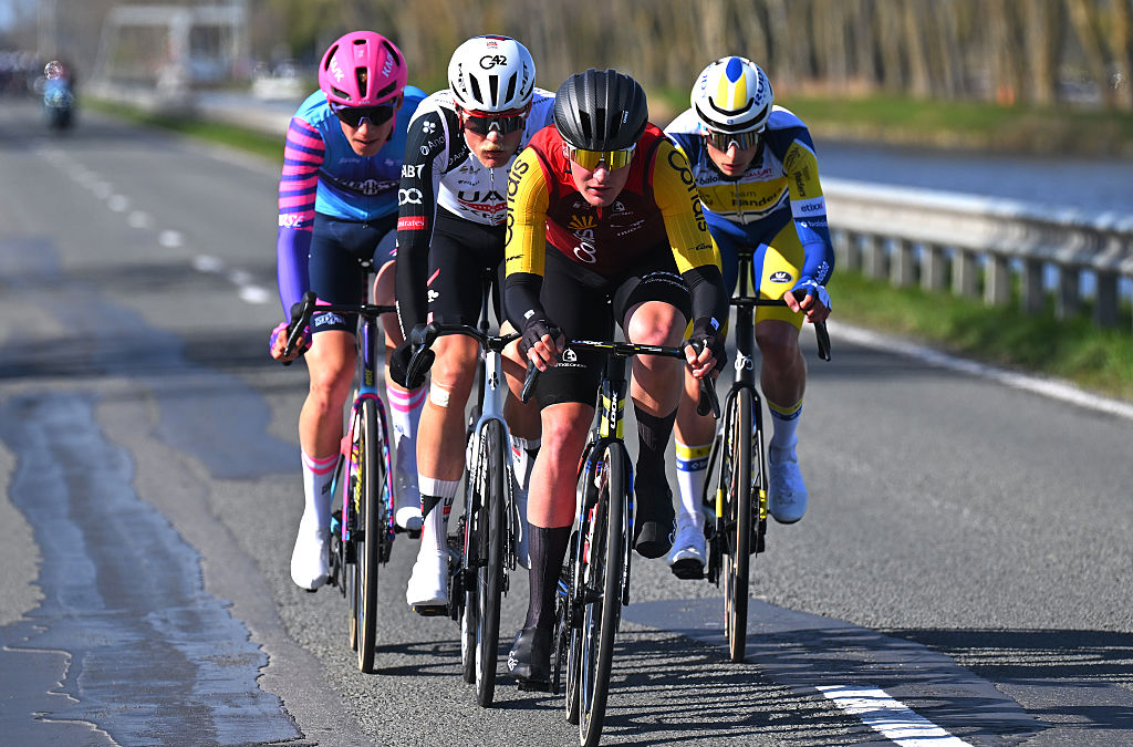 WEVELGEM, BELGIUM - MARCH 29: Camille Charret of France and Team Cofidis leads the breakaway during the 88th In Flanders Fields - From Middelkerke to Wevelgem 2026 - Men&amp;amp;apos;s Elite a 240.8km one day race from Middelkerke to Wevelgem / #UCIWT / on March 29, 2026 in Wevelgem, Belgium. (Photo by Tim de Waele/Getty Images)