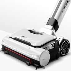 A silver Gtech AirRam on a white background