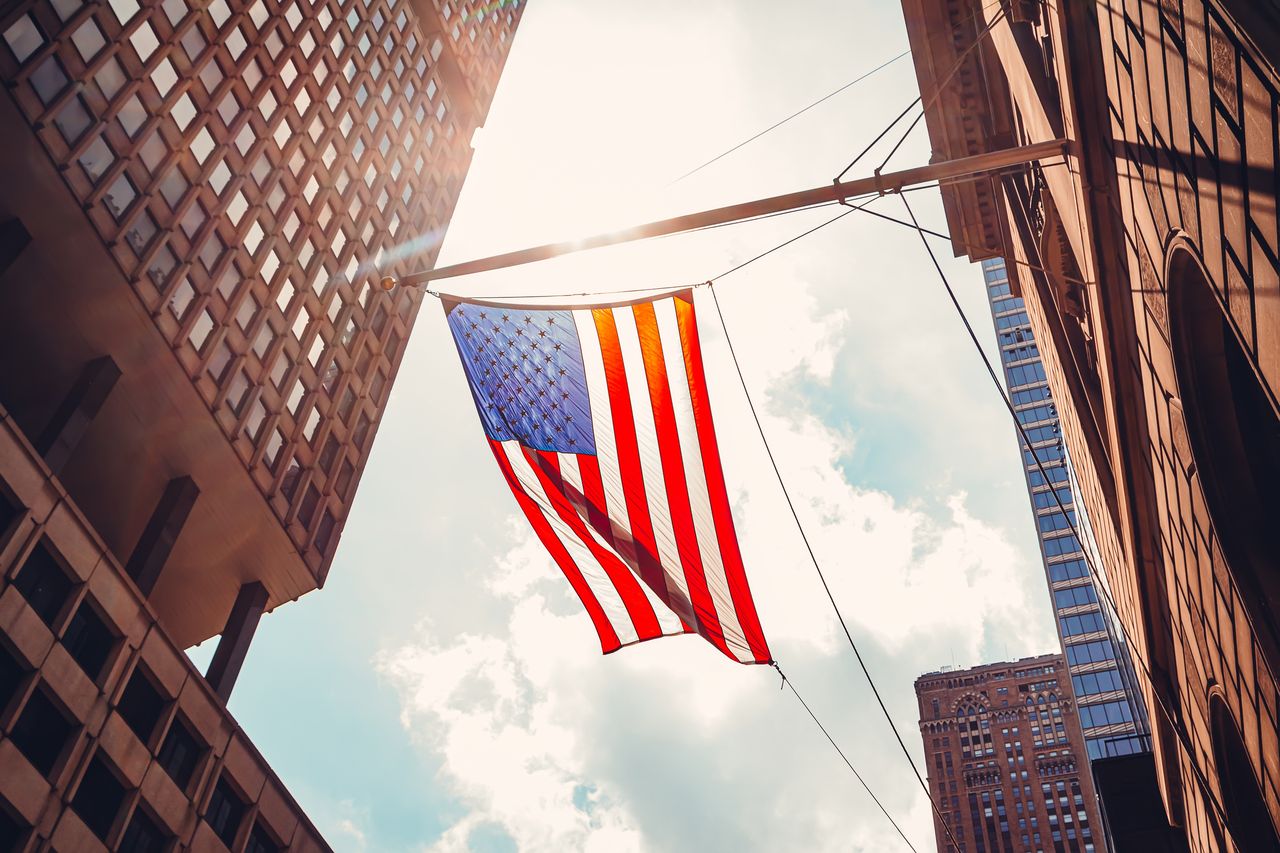 American flag in Midtown Manhattan 