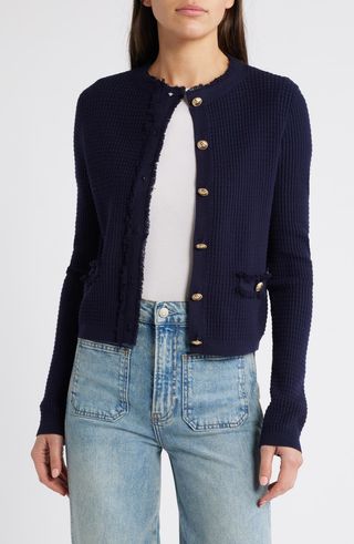 MANGO textured knit cardigan