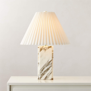 white table lamp with square marble base