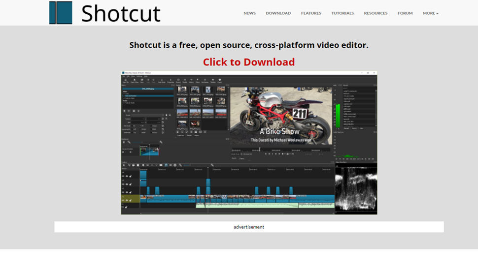 Website screenshot for Shotcut