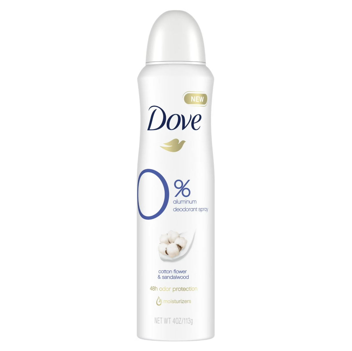 Dove, Dove 0% Aluminum Women's Deodorant Spray, Cotton Flower and Sandalwood, 4 Oz
