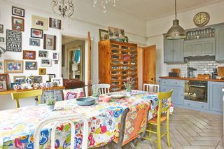 Apartment renovation colourful kitchen in yellow, blue, orange