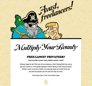 An animated Captain Track gives a jolly welcome to freelancers