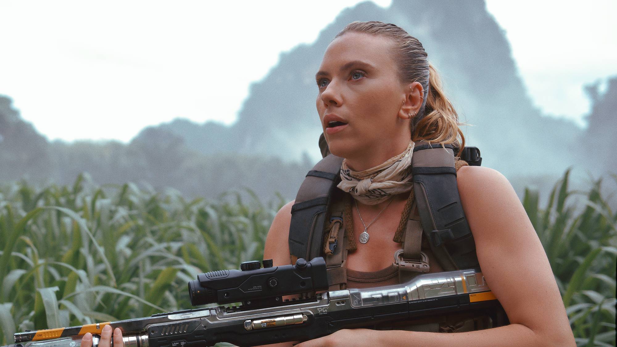Scarlett Johansson as skilled covert operations expert Zora Bennett in "Jurassic World Rebirth"
