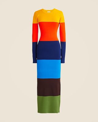 Christopher John Rogers X J.crew Colorblock Dress in Stretch Viscose Blend