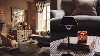 Autumnal living with layered lighting scheme