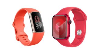 Fitbit Charge 6 and Apple Watch Series 9 side by side