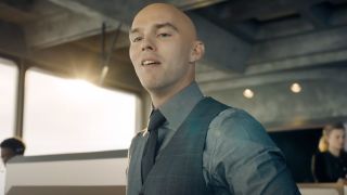 Lex Luthor (Nicholas Hoult) watches the Man of Steel fight in Superman