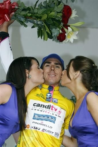 Russell Downing (CandiTV) collects the yellow jersey for the second successive day at the Tour of Ireland