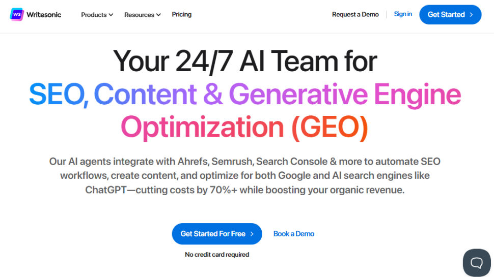 Writesonic website screenshot (June 2025)