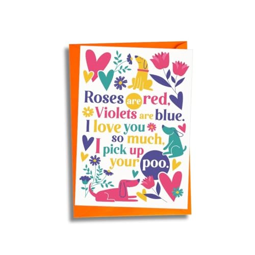 Scoff Paper Edible Roses Are Red Valentine's Day Dog Card &amp;ndash; the Card Your Dog Can Eat! Valentine's Day, Single A5, Bacon Flavoured Card. Ideal Treat, Snack, Gift or for Your Pet