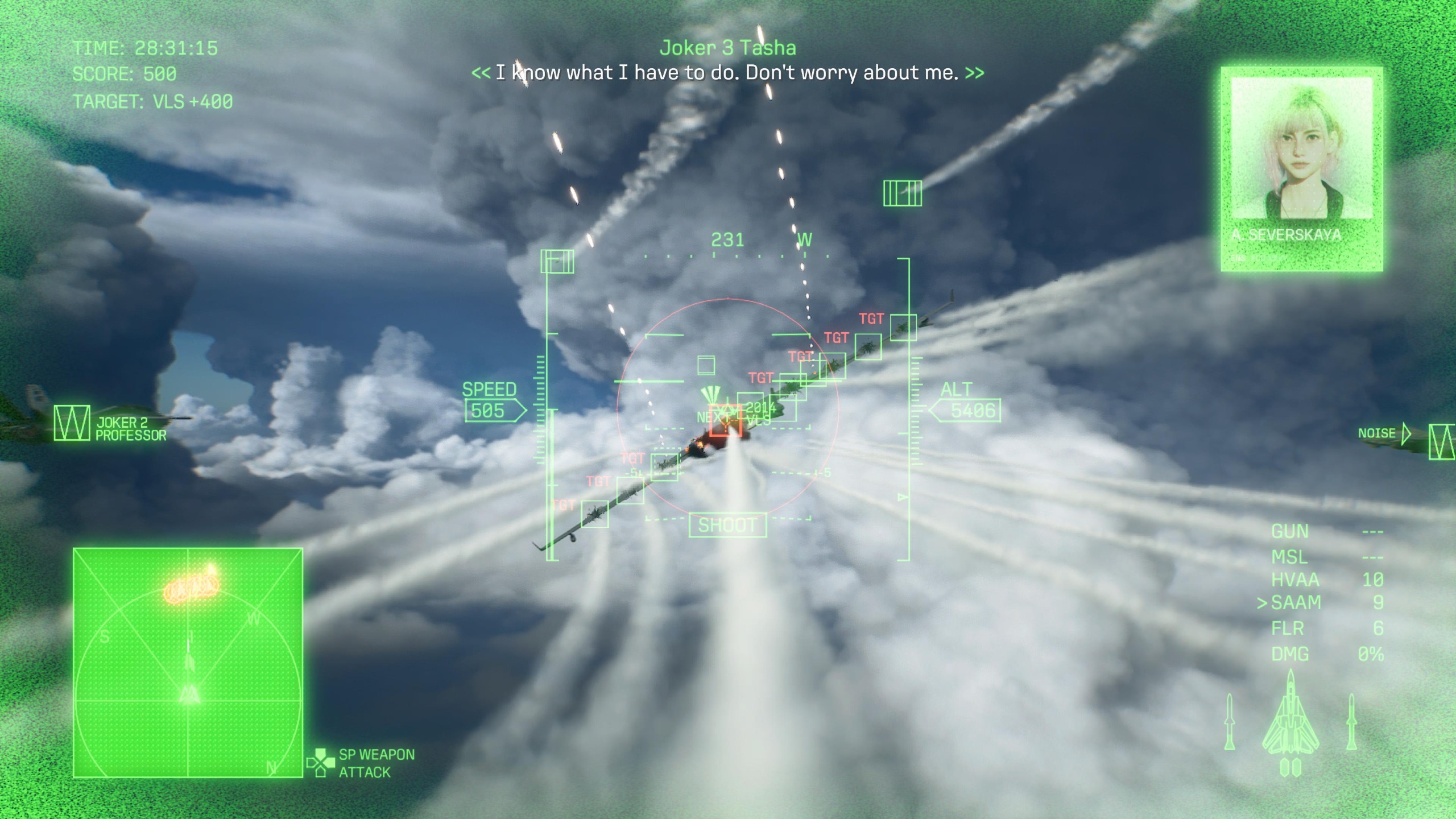 Screens from a video game featuring jet fighter planes