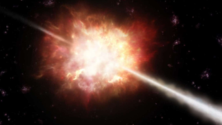 An illustration of the large cosmic explosion ever seen, and the BOAT, the gamma-ray burst it generated