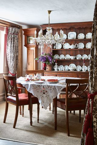 traditional dining room with dresser