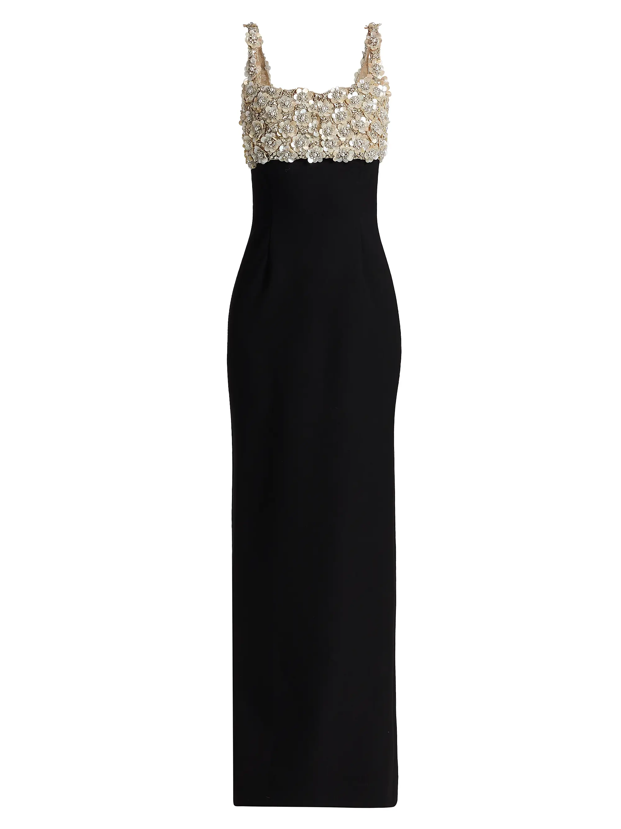 Mother-Of-Pearl &amp;amp; Crystal Floral-Embroidered Bustier Gown