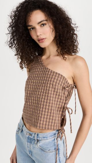 Amelia Top in Pecan Gingham